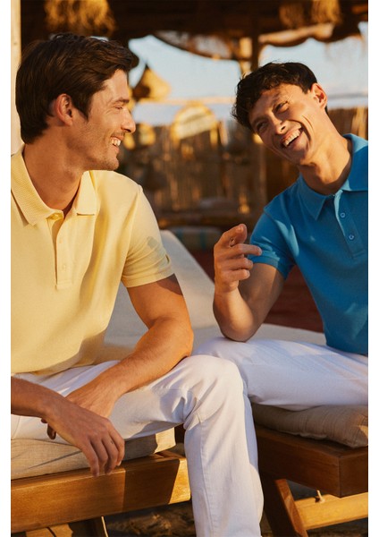 ALTINYILDIZ CLASSICS Erkek Sarı %100 Pamuk Kıvrılmaz Polo Yaka Slim Fit Dar Kesim Tişört fırsatları