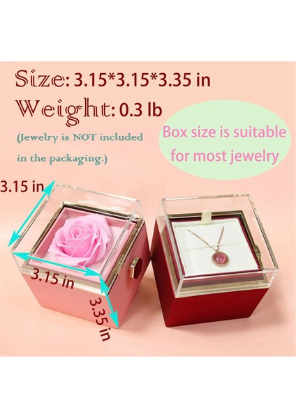 Gül Yüzük Kutusu 360 ° Döner Kadife Takı Ebedi Gül Kutusu, Kırmızı (Yurt Dışından) indirimleri
