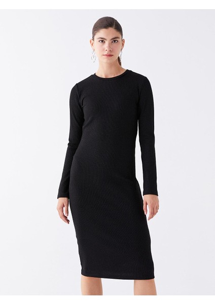 Vision Bisiklet Yaka Düz Uzun Kollu Kadın Elbise modelleri