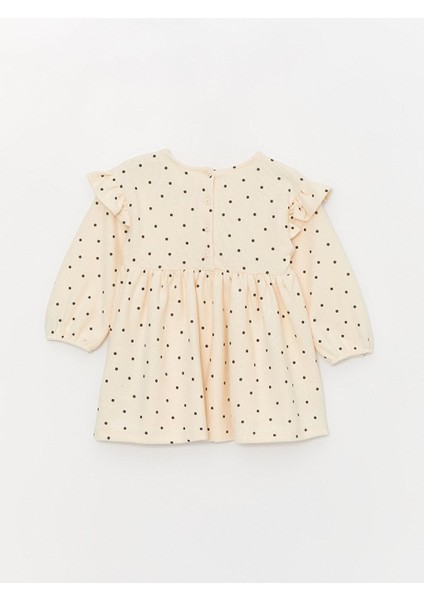 Baby Bisiklet Yaka Uzun Kollu Desenli Kız Bebek Elbise modelleri