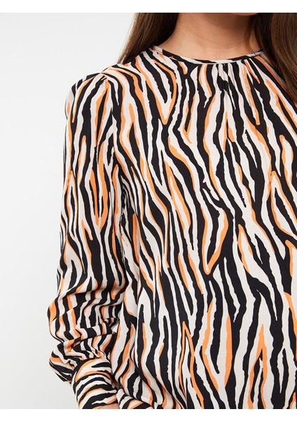 Maternity Bisiklet Yaka Desenli Uzun Kollu Hamile Bluz fırsatları