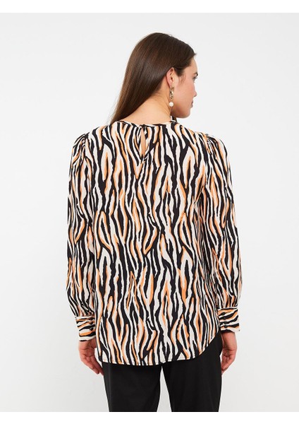 Maternity Bisiklet Yaka Desenli Uzun Kollu Hamile Bluz indirimleri
