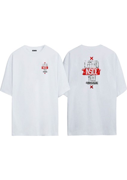 Unisex Legend Insıde You Ön Arka Baskılı Beyaz Oversize T-Shirt