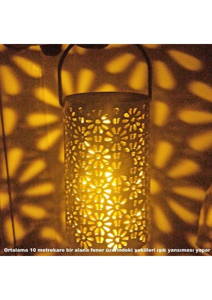 12,5x6,5 cm Altın Renk Plastik Gün Işığı LED Kandil Fener Papatya Desen fiyatları