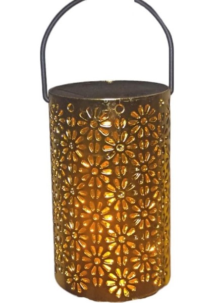 12,5x6,5 cm Altın Renk Plastik Gün Işığı LED Kandil Fener Papatya Desen modelleri