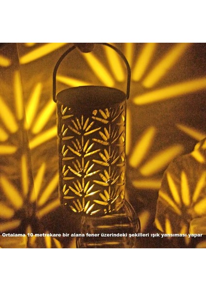 12,5x6,5 cm Altın Renk Plastik Gün Işığı LED Kandil Fener Yaprak Desen fiyatları
