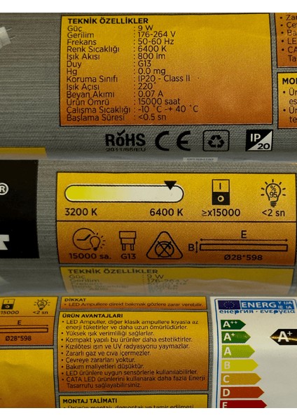 CT-4223 9W 6400K (Beyaz Işık) G13 Duylu LED Floresan (2 Adet) modelleri