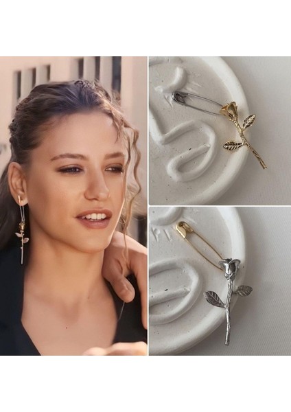 Kadın Gold & Gümüş Karışık Şahsu Küpe (Tek Kulak )