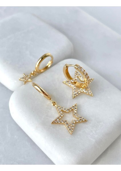 Zirkon Taşlı Gold 3lu Yıldız Küpe fiyatları