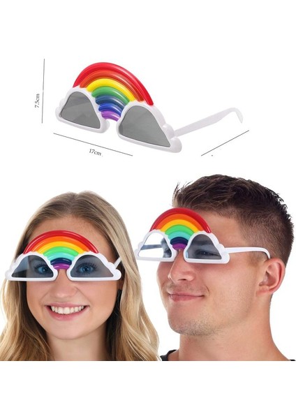 Rainbow Gökkuşağı Şeklinde Parti Gözlüğü Camlı 1 Adet 17X7,5 cm Hawai Retro