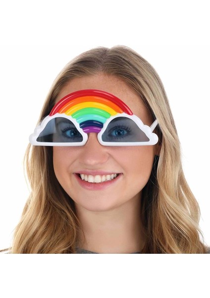 Rainbow Gökkuşağı Şeklinde Parti Gözlüğü Camlı 1 Adet 17X7,5 cm Hawai Retro modelleri