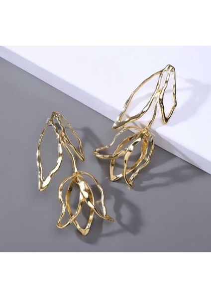 Sallantılı Lale Retro Gold Kaplama Küpe fiyatları