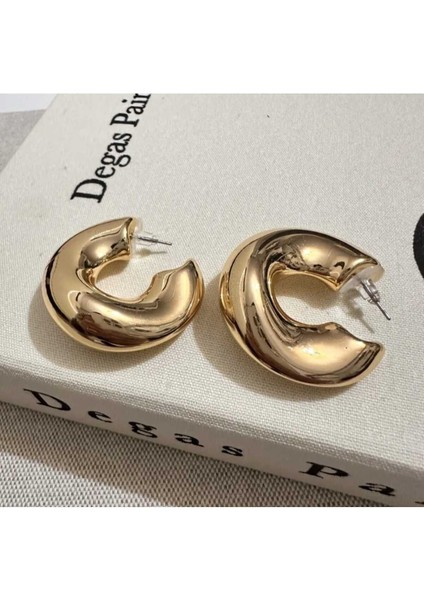 Gold Bubble Kesik Halka Altın Kaplama Küpe modelleri