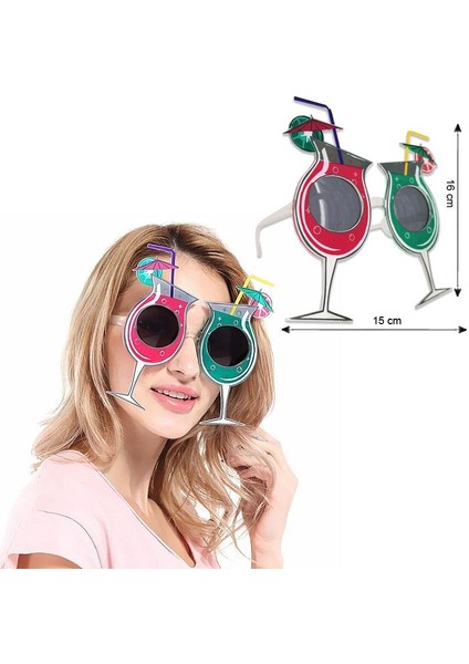 Coctail Kokteyl Kadehi Şeklinde Parti Gözlüğü 1 Adet Hawai Retro