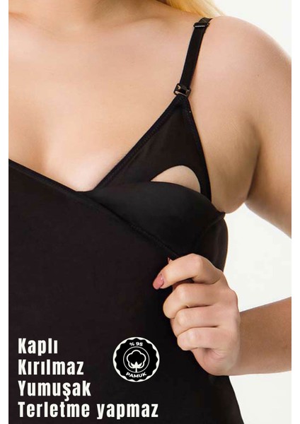 Kaplı Emzirme Atletli 2li Siyah-Siyah