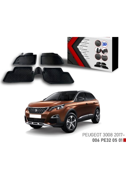 Peugeot 3008 -2017 Için Uyumlu 3D Paspas