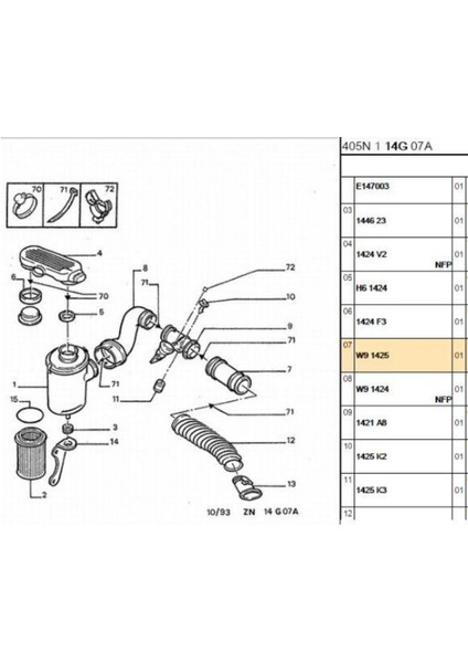 Hava Filtre Rekoru 106 306 405 Partner Saxo Xsara Berlingo (1425.W9)