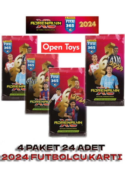 Open Home Panini Adrenalyn Fifa 365 - 2024 Official Trading Card Futbolcu Kartları ( 4 Paket )