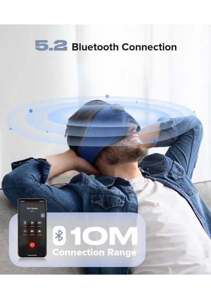 Topoınt Uyku Kulaklıkları Bluetooth 3D Uyku Maskesi - Lacivert (Kadife)