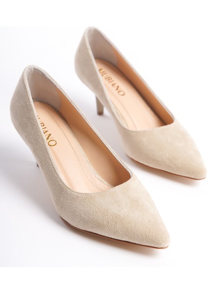 Hakiki Deri MBHRNS977-BJ Kadın Süet İnce 6 cm Topuklu Bej Stiletto & Topuklu Ayakkabı fiyatları
