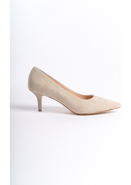 Hakiki Deri MBHRNS977-BJ Kadın Süet İnce 6 cm Topuklu Bej Stiletto & Topuklu Ayakkabı fırsatları