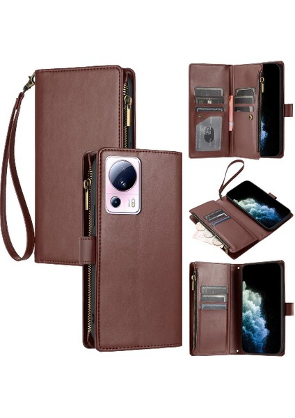 Xiaomi 13 Lite Için Kılıf Folio Kapak Pu Deri Çanta Kapak Cüzdan Fermuar (Yurt Dışından)