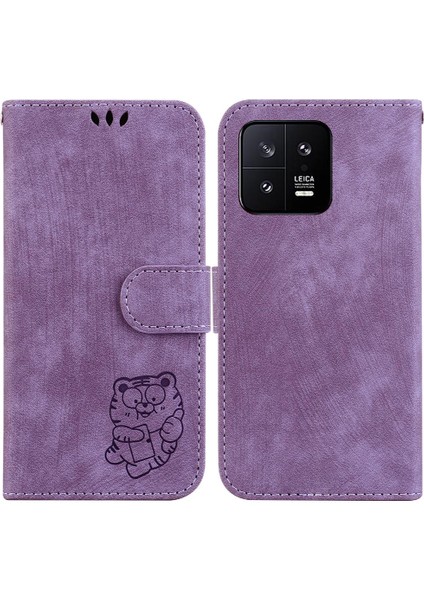 Xiaomi 13 5g Için Kılıf Tutucu Kapak Kabartmalı Sevimli Kaplan Flip Folio Cüzdan (Yurt Dışından)