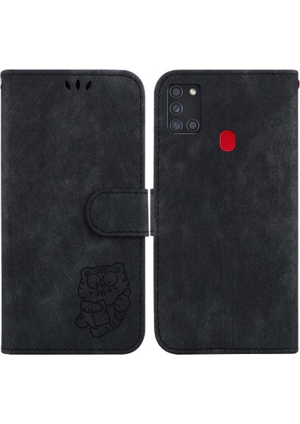 Samsung Galaxy A21S Için Kılıf Cüzdan Kılıf Kabartmalı Sevimli Kaplan Tutucu Kapak (Yurt Dışından)
