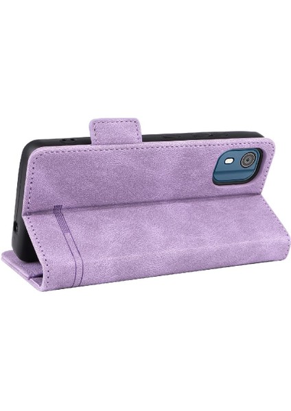 Nokia C02 Deri Folio Flip Case Için Kılıf Tam Koruma Koruyucu (Yurt Dışından)