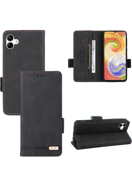 Kart Tutucu Kickstand Deri Folio ile Samsung Galaxy A04 4g Için Kılıf (Yurt Dışından)