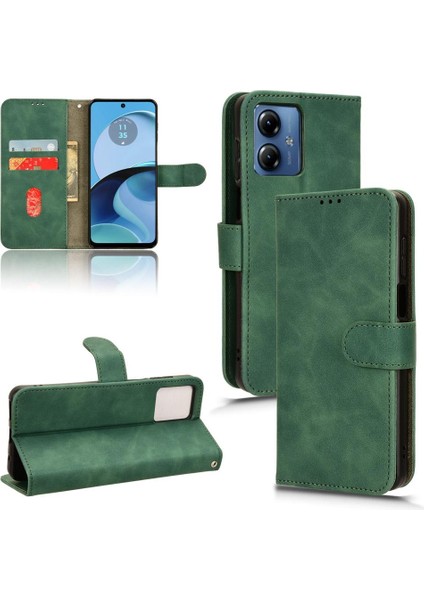 Motorola Moto G14 4g Deri Folio Flip Case Kart Ekleme Için Kılıf (Yurt Dışından)