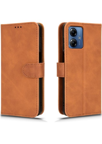 Motorola Moto G14 4g Deri Folio Flip Case Kart Ekleme Için Kılıf (Yurt Dışından)