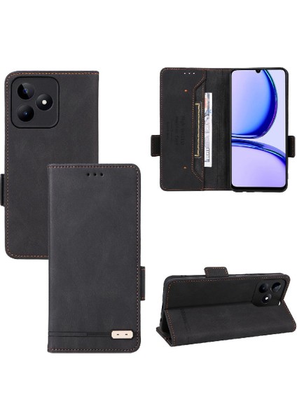 Kart Tutucu Kickstand ile Realme C53 4g Deri Folio Flip Case Için Kılıf (Yurt Dışından)