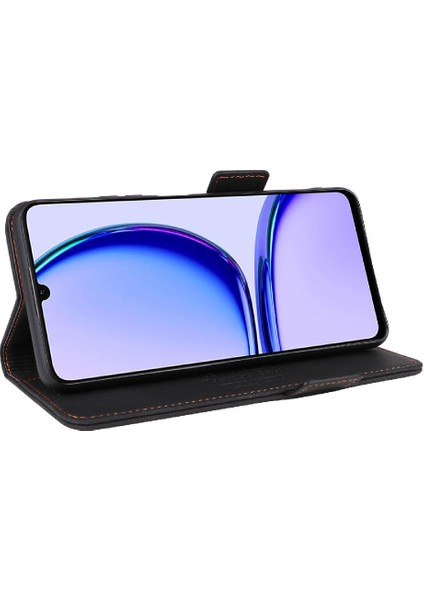 Kart Tutucu Kickstand ile Realme C53 4g Deri Folio Flip Case Için Kılıf (Yurt Dışından)