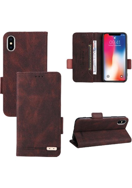 Kart Tutucu ile iphone X/xs Için Kılıf Kickstand Deri Folio Flip Case (Yurt Dışından)