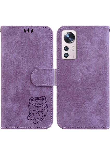 Xiaomi 12 PRO/12S Pro Kart Cep Kabartmalı Sevimli Kaplan Flip Folio (Yurt Dışından)