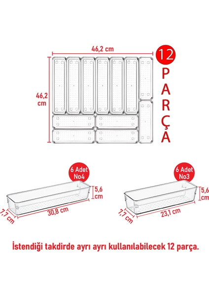 Color House 6 6=12 Li Çekmeçe Kaşıklık Mutfak Çekmece Organizeri Kaşıklık