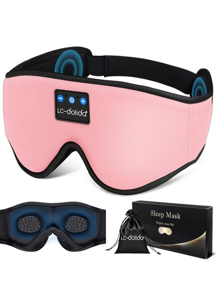 3D Uyku Maskesi - Bluetooth Kablosuz Müzik - Pembe