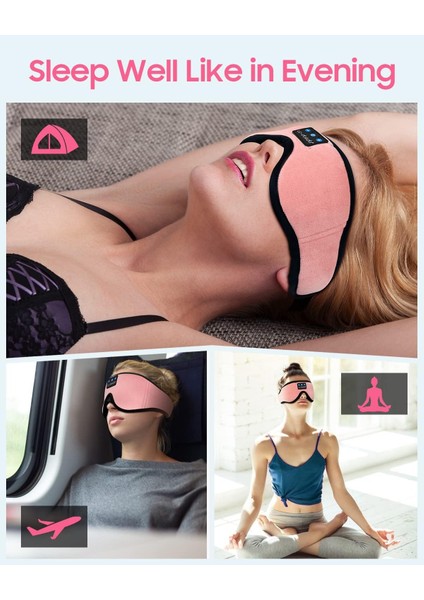3D Uyku Maskesi - Bluetooth Kablosuz Müzik - Pembe indirimleri