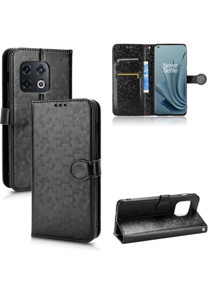 Oneplus 10 Için Kılıf Pro 5g Manyetik Toka Geometrik Desen Deri Cüzdan (Yurt Dışından)