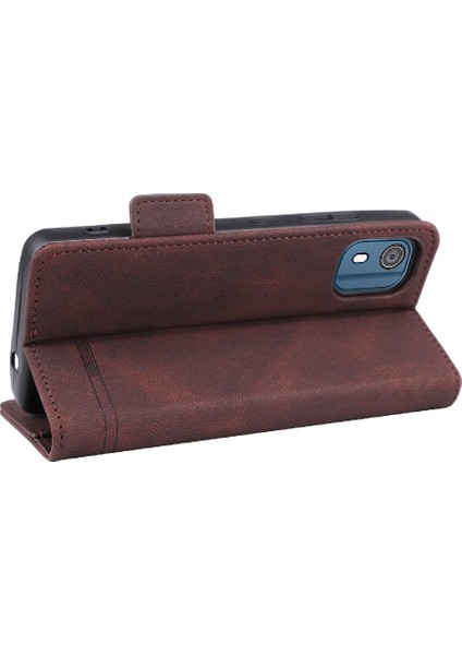 Nokia C02 Deri Folio Flip Case Için Kılıf Tam Koruma Koruyucu (Yurt Dışından)