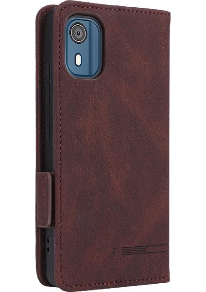 Nokia C02 Deri Folio Flip Case Için Kılıf Tam Koruma Koruyucu (Yurt Dışından)