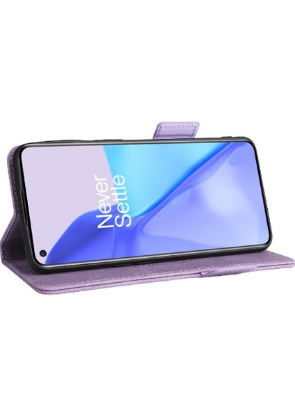 Kart Tutucu Kickstand ile Oneplus 9 Deri Folio Flip Case Için Kılıf (Yurt Dışından)