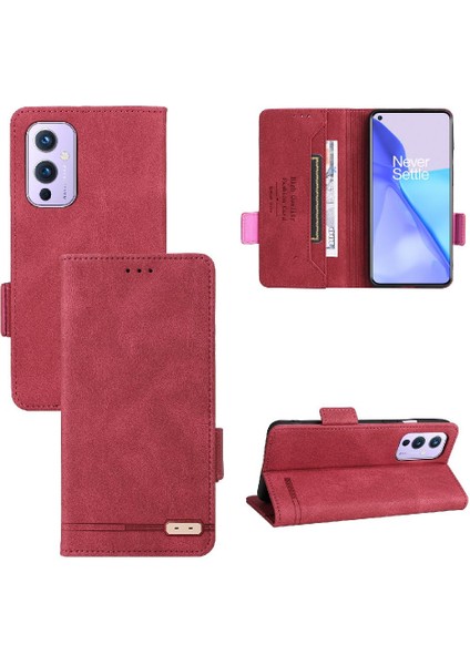 Kart Tutucu Kickstand ile Oneplus 9 Deri Folio Flip Case Için Kılıf (Yurt Dışından)