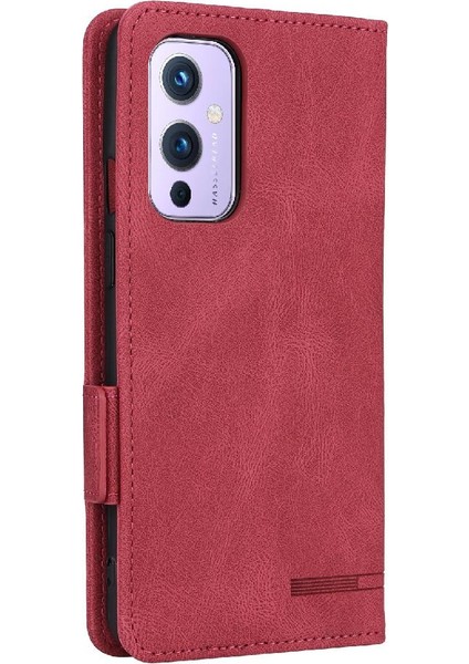 Kart Tutucu Kickstand ile Oneplus 9 Deri Folio Flip Case Için Kılıf (Yurt Dışından)