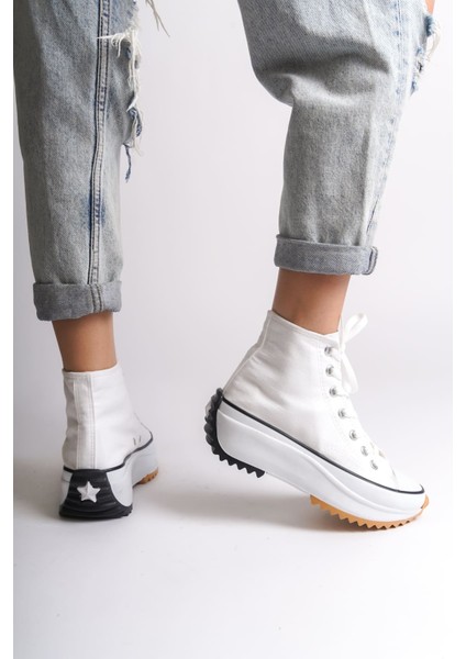 ROMA Bağcıklı Ortopedik Taban Kadın Sneaker Ayakkabı BT Beyaz modelleri