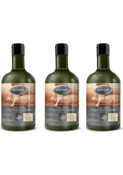 Organik Argan Yağlı Şampuan 400 ml 3'lü