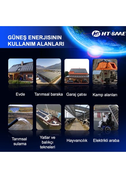 HT-SAAE HT72-18X Transparan Şeffaf 550 Watt Güneş Enerji Paneli Half-Cut Monokristal Yüksek Verimli Bifacial Hücre