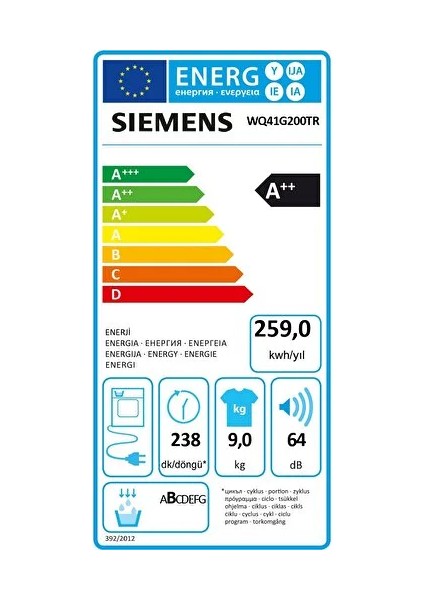 WQ41G200TR IQ300 9 kg Isı Pompalı Kurutma Makinesi