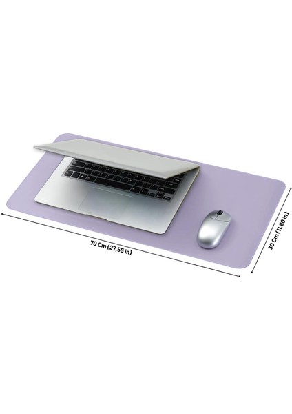 PU Deri Mouse Pad Dikişli Kenar Çift Yönlü Kullanım Masa Matı Sümen 70X30 L Lila